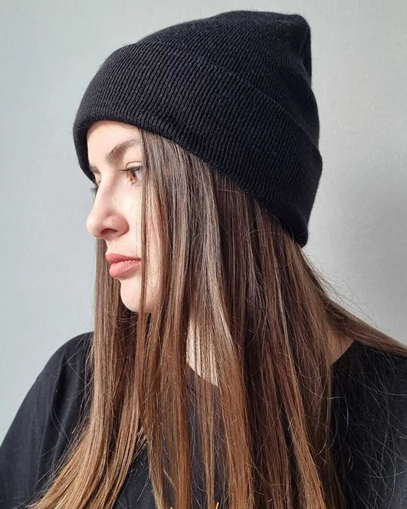 SİYAH YUMUŞAK KUMAŞ BERE - Görsel 3