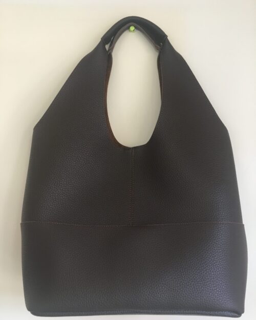 2 Parça Dışı Deri, İçi Süet Kahve El ve Omuz Çantası