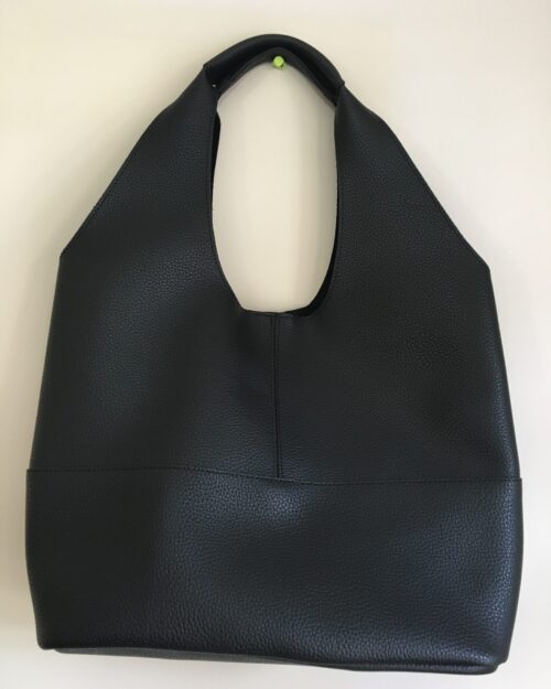 2 Parça Dışı Deri, İçi Süet Siyah El ve Omuz Çantası