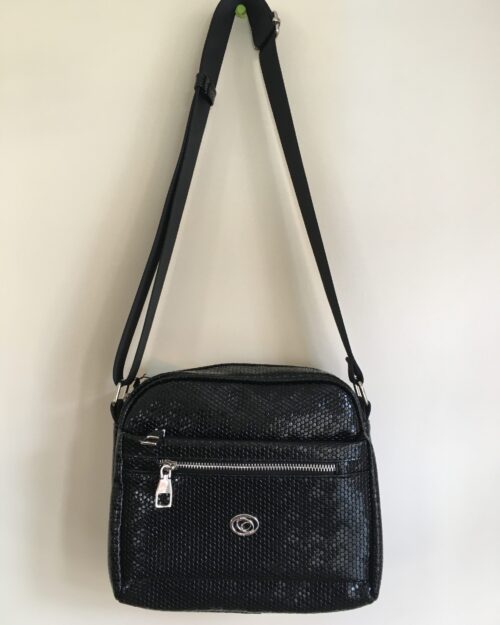 Özel Yılan Derisi Yüzey, Trend Siyah El ve Omuz Çantası