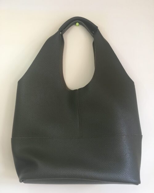 2 Parça Dışı Deri, İçi Süet Haki El ve Omuz Çantası