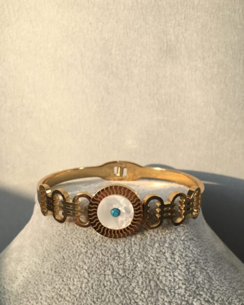 Paslanmaz Ve Kararmaz Çelik, Etnik Tasarım Bileklik, Gold Kelepçe