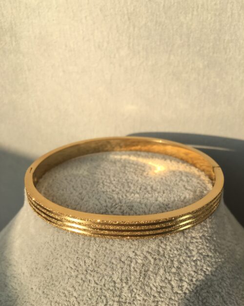 Paslanmaz Ve Kararmaz Çelik, Üstü Simli Bileklik, Gold Kelepçe