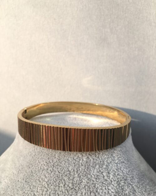 Paslanmaz Ve Kararmaz Çelik, Desenli Bileklik, Gold Kelepçe